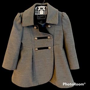 Rothschild Military Style Faux Wool Grey Coat - Size 2T